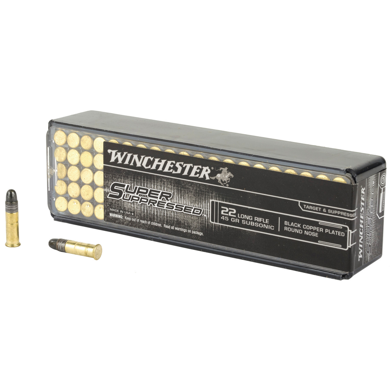 Image of Winchester Super Suppressed .22 LR 45gr CPRN  100 Rounds [MPN: SUP22LR] (20892104037)