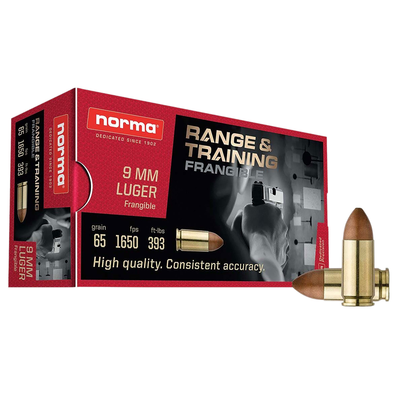Image of Norma Training Range Brass 9mm, 65 gr, Frangible - 50 Rounds [MPN:630140050]