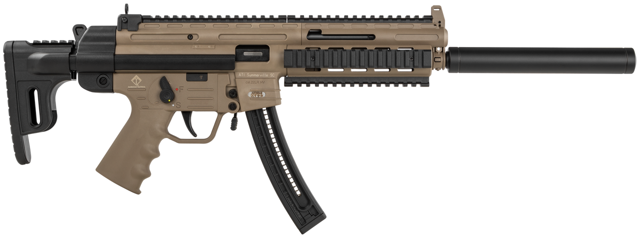 Image of GSG-16 22 LR 16.25" 22+1 Tan Black Collapsible w/Storage Compartment Stock Tan Polymer Grip