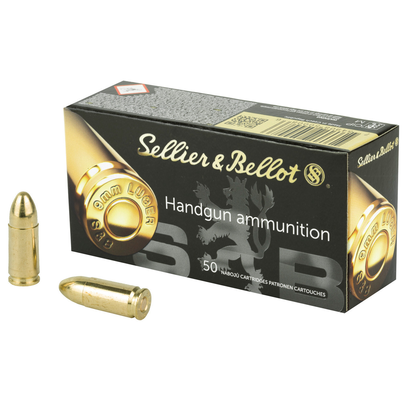 Image of Sellier & Bellot 9mm Luger Ammunition 115 Grain Full Metal Jacket 1280fps 50 Rounds FDS