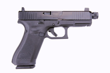GLOCK G19 Gen 5 9MM, Threaded 4.60in. Barrel, 15rd, Front Serrations, Ameriglo Bold Sights, Austrian - Black [MPN: PA195S3G03TB]