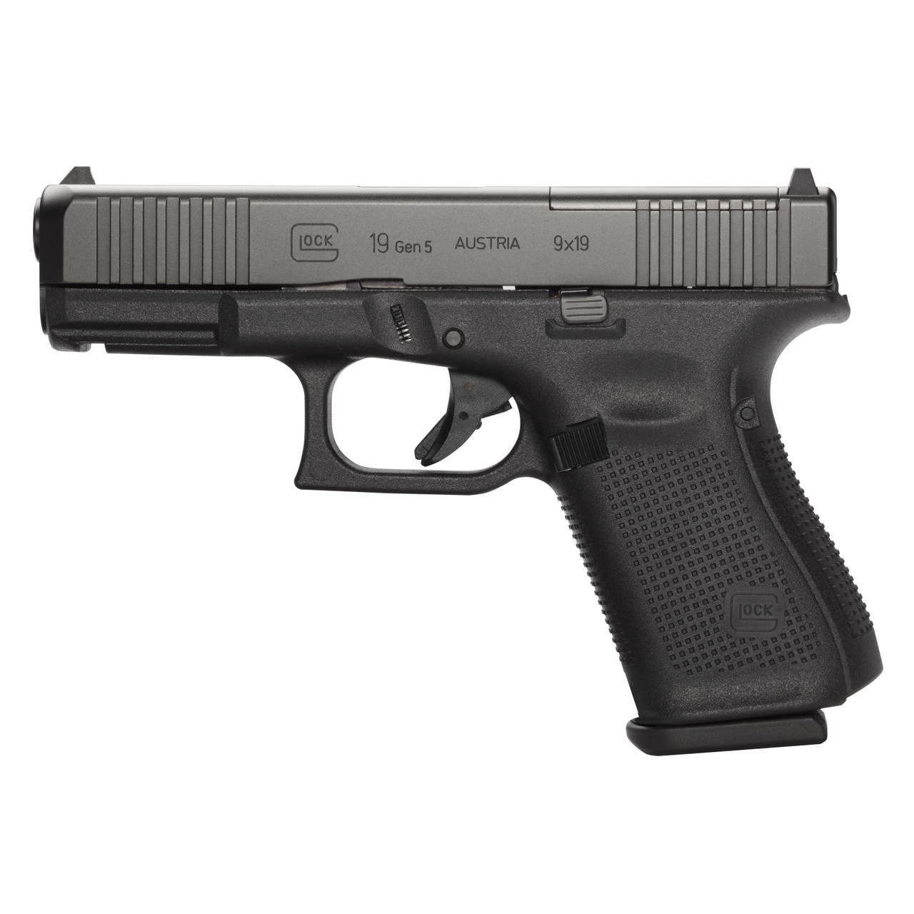 Image of GLOCK G19 Gen 5 MOS 9MM, 4.02in. Barrel, 15rd, Front Serrations, Austrian - Black [MPN: PA195S203MOS]