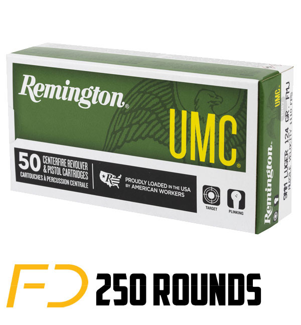Image of Remington UMC Handgun 9MM 124gr FMJ 250 Rounds [MPN: 23718]