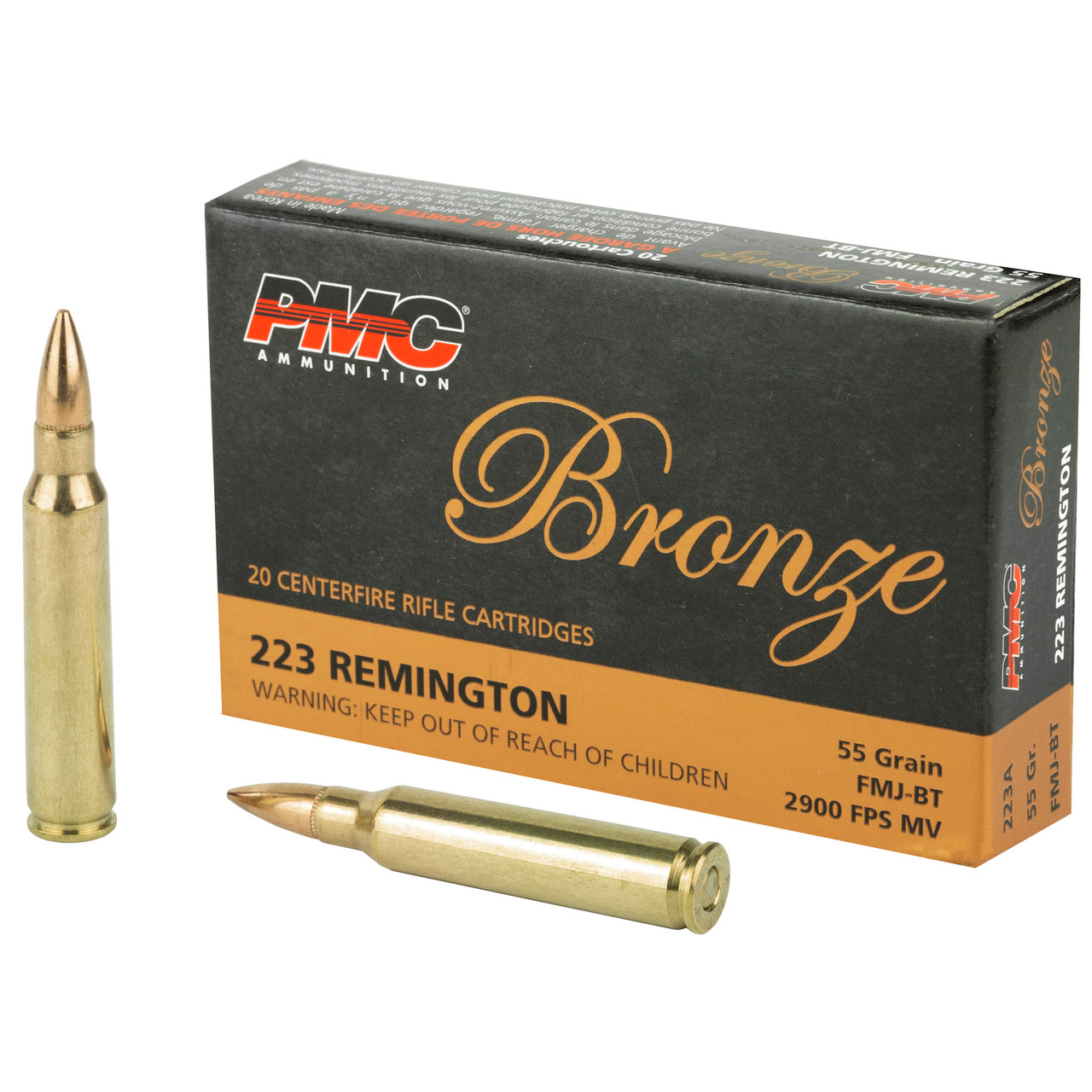 Image of PMC Bronze Rifle Ammunition .223 Remington 55 Grain FMJ 20/box