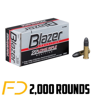 Blazer High Velocity .22LR, 40gr, LRN - 2000 rounds - Free Shipping