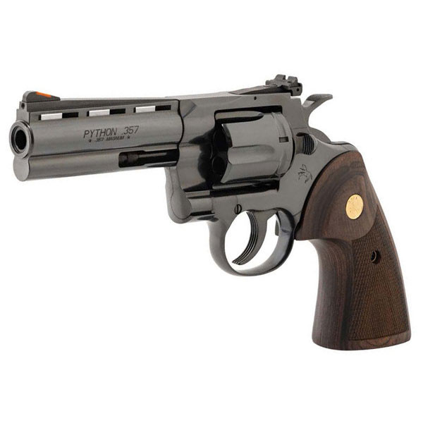 Image of Colt Python .357 Magnum, 4.25" barrel, 6 rnd - Blued Wood Grips (Factory Blem)