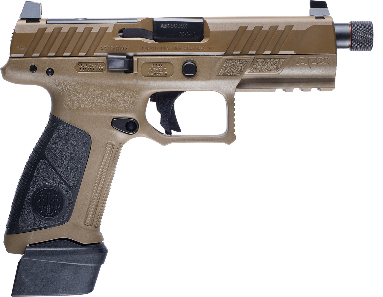 Image of Beretta Apx A1 Fs 9mm 4.8" Or 21 shot Flat Dark Earth Thread    