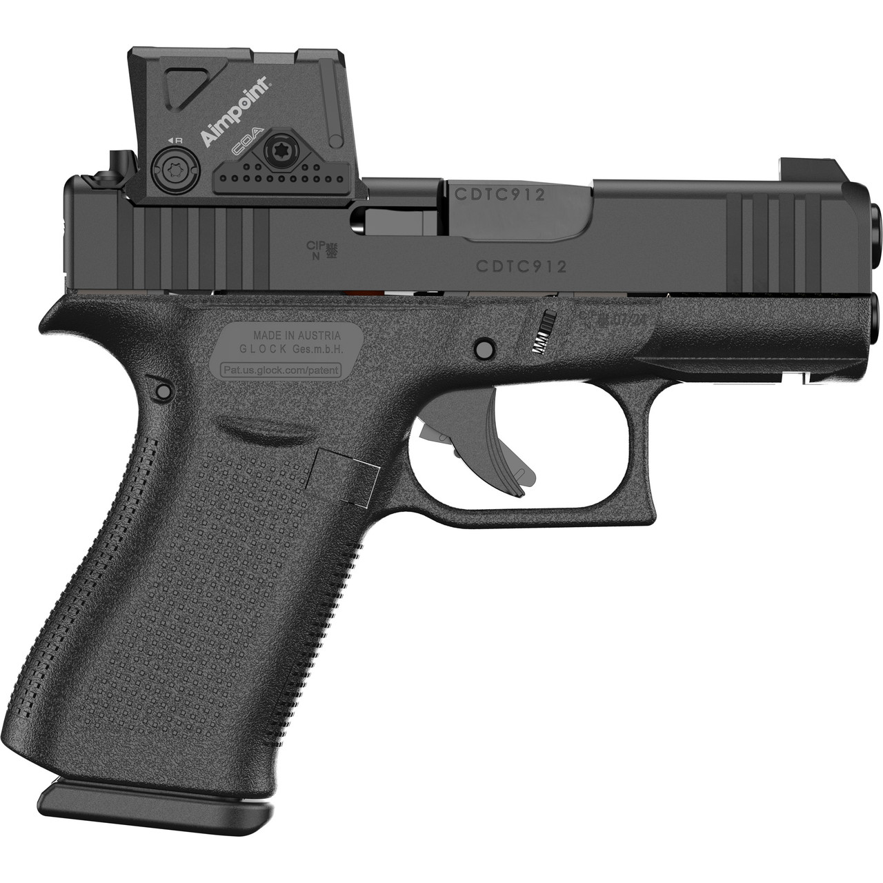 Image of Glock 43X MOS8 9mm, Aimpoint COA Red Dot, 3.4" Barrel, 10 rds - Black [MPN: PX4350B01FRMOS8A4]