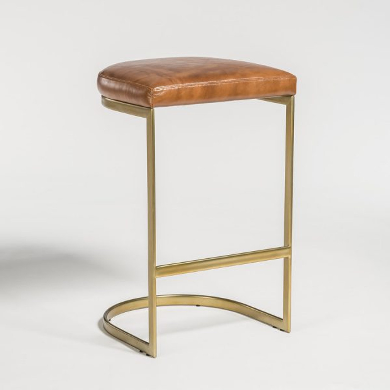 leather  brass bar stool