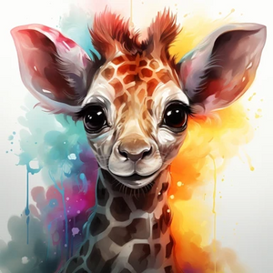Baby Colourful Giraffe - Made to Order Paint by Numbers Baby Colourful Giraffe - Made to Order Paint by Numbers