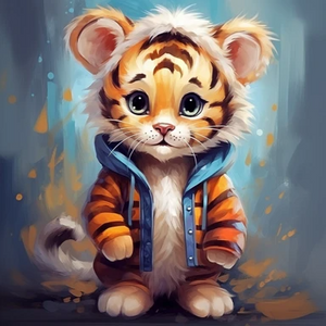 Baby Tiger with Jumper - Made to Order Paint by Numbers Baby Tiger with Jumper - Made to Order Paint by Numbers