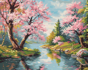 Pink Cherry Blossom and River 3 Pink Cherry Blossom and River 3