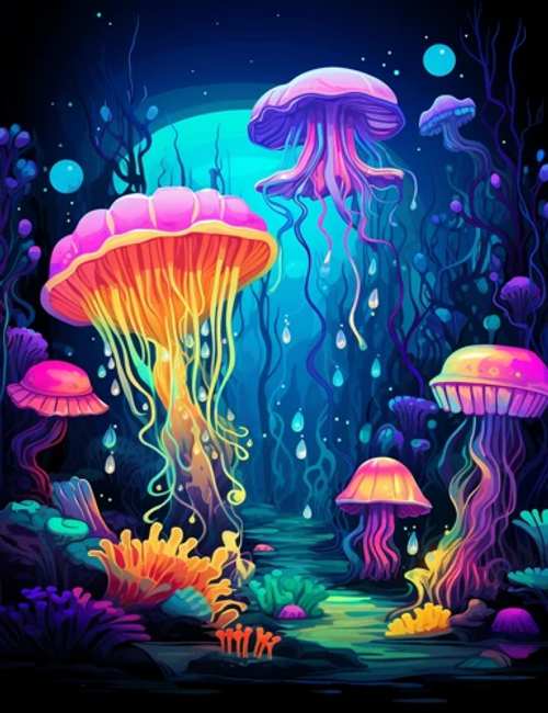 Ocean Jelly Fish Family - Made to Order Paint by Numbers Ocean Jelly Fish Family - Made to Order Paint by Numbers