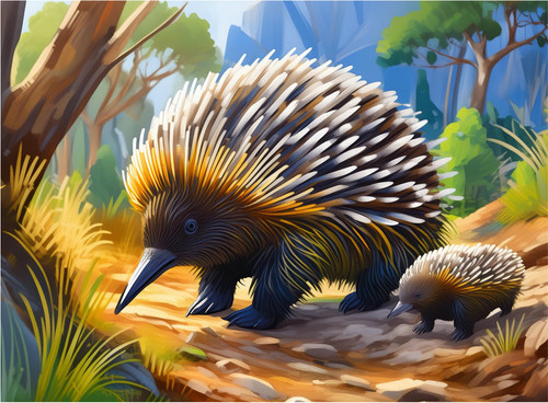 Colourful Echidna and Baby Colourful Echidna and Baby