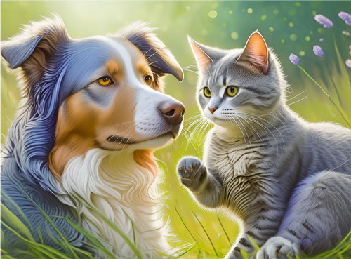 Border Collie and Cat Buddy Border Collie and Cat Buddy