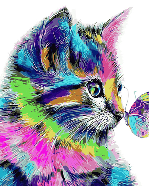 Colourful Kitten and Butterfly