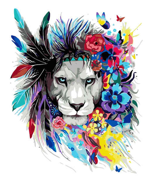 Flower Lion Paint by Numbers Flower Lion Paint by Numbers