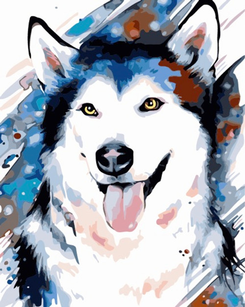 Colourful Husky Paint by Numbers Kit - 40x50cm Colourful Husky Paint by Numbers Kit - 40x50cm