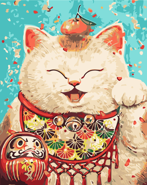 Prosperous Waving Cat Paint by Numbers Kit Prosperous Waving Cat Paint by Numbers Kit