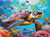 Sea Turtle Swimming in Coral Reef