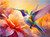 Colourful Hummingbird hovering Blooming Flower Colourful Hummingbird hovering Blooming Flower