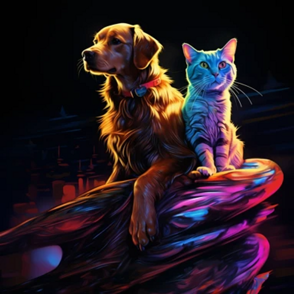 Neon Light Dog and Cat - Made to Order Paint by Numbers Neon Light Dog and Cat - Made to Order Paint by Numbers