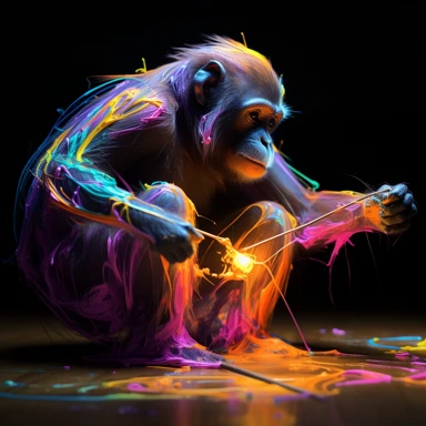 Neon Light Orang Utan - Made to Order Paint by Numbers