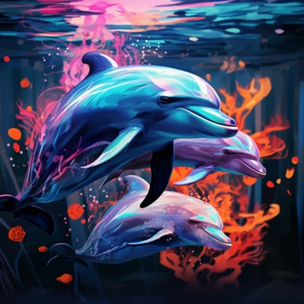 Ocean Dolphins - Made to Order Paint by Numbers Ocean Dolphins - Made to Order Paint by Numbers