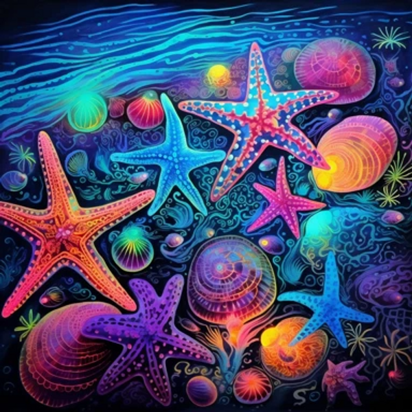 Ocean Star Fish Family - Made to Order Paint by Numbers Ocean Star Fish Family - Made to Order Paint by Numbers