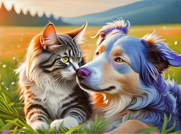 Border Collie and Cat Buddy Border Collie and Cat Buddy