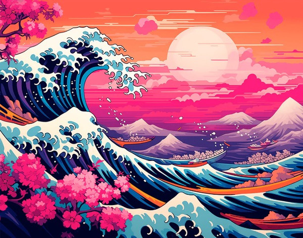 Colourful Wave Off Kanagawa