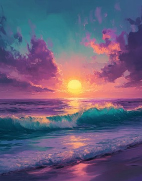 Purple Sunset at Beach Purple Sunset at Beach