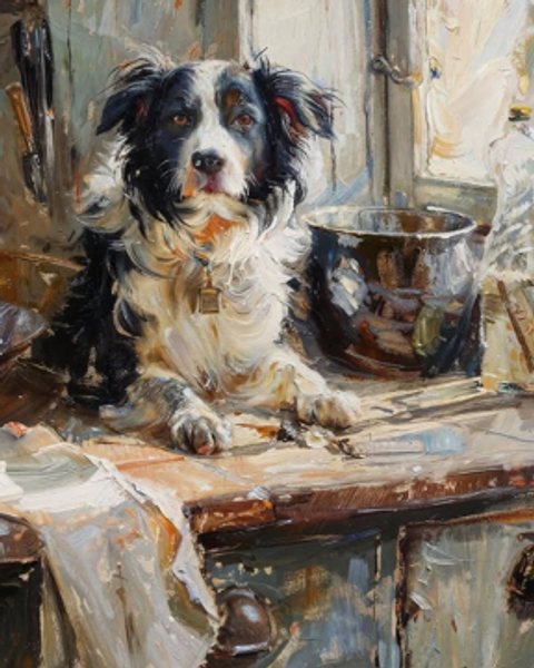 Collie on Bench Collie on Bench