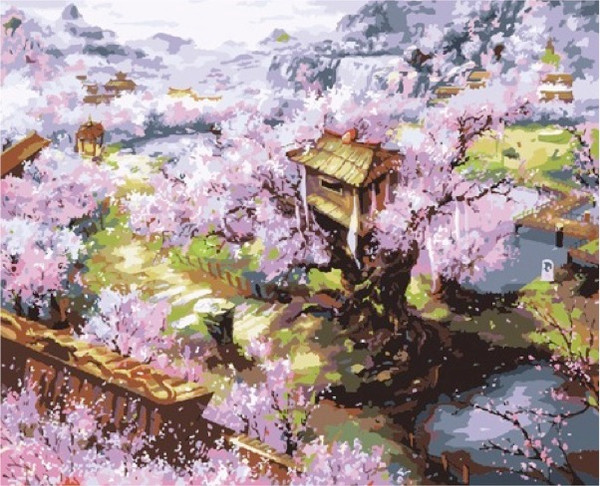 Painting by Numbers Kit - 40x50cm - Blossom Tree House Painting by Numbers Kit - 40x50cm - Blossom Tree House