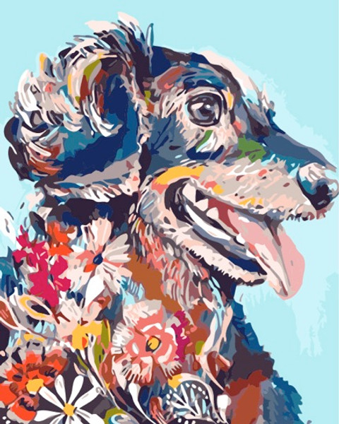 Flower Dog Paint by Numbers Kit - 40x50cm Flower Dog Paint by Numbers Kit - 40x50cm