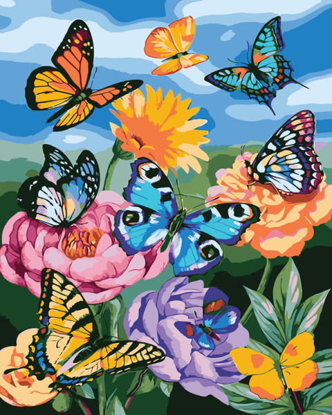 Butterfly Garden Paint by Numbers Kit Butterfly Garden Paint by Numbers Kit