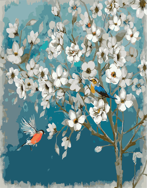 Bird on Blossom Paint by Numbers Kit Bird on Blossom Paint by Numbers Kit