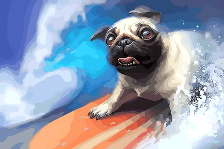 Surf Pug Paint by Numbers 20x30cm Kit