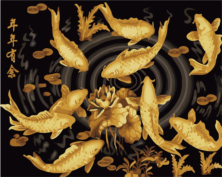 Golden Koi Fish Paint by Numbers
