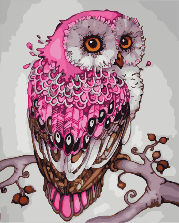 Pink Mandala Owl Paint by Numbers