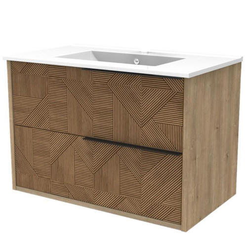 Mueble Reel Con Tirador Negro + Lavabo Cerámico