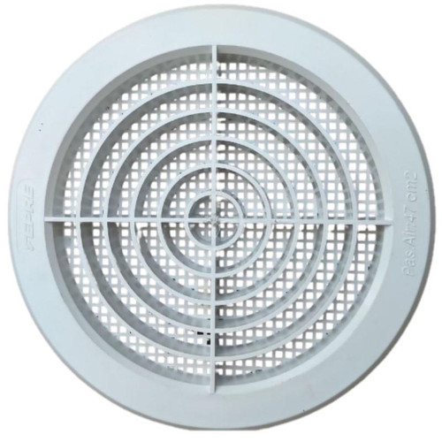 Rejilla Empotrable Redonda Clip Tubo ABS Blanco Con Mosquitera