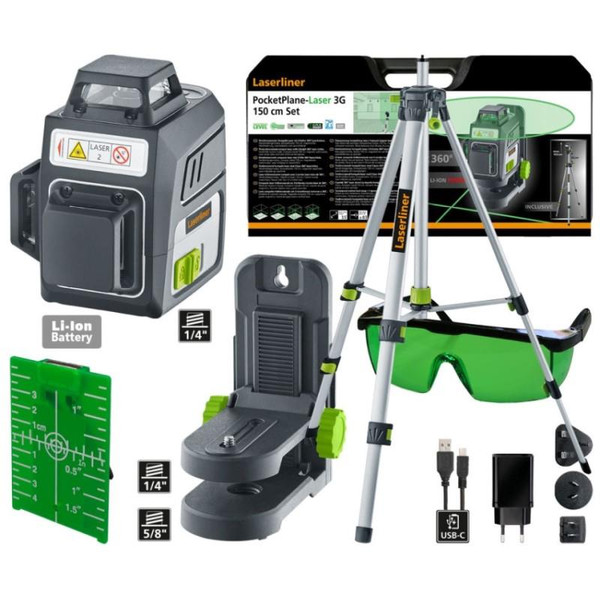 Nivel Laser 360º Pocketplane 3G Set 150cm Verde Laserliner
