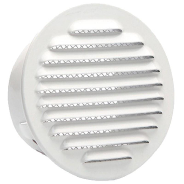 Rejilla Empotrable Redonda Tubo Aluminio Blanco Con Mosquitera