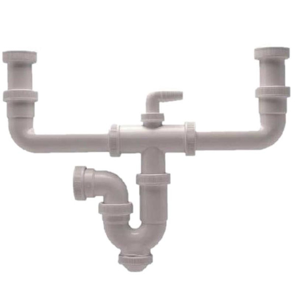Sifón Doble Curvo Extensible S/Horizontal Toma Lavadora