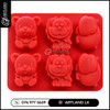 Cartoon Animal Silicone Mold 6 Cavity Lion Bear Hippo