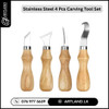 4-Piece Stainless Steel Wood Carving Tool Set with Wooden Handles