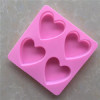 Heart shaped Soap  mold silicone 4 Cavities