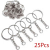 Silver Key Ring with Keychain 25Pcs