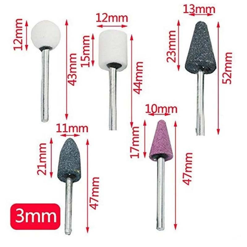 100 Pc Mounted Stone Set For Rotary Tool, 1/8" Shank, Abrasive Grinding Bits